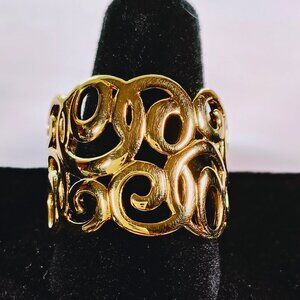 Technibond 18K Gold Over Sterling Silver Openwork Swirl Filigree Ring Size 9